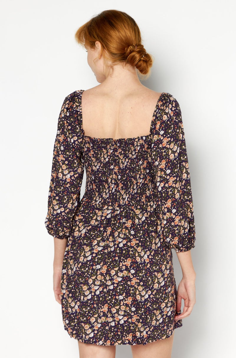 Lost + Wander فستان ميني مزخرف بالورود للنساء، مجموعة بنفسجية - Image 4