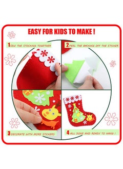 Civaner 10 Pieces Felt Christmas Craft Diy Christmas Felt Stockings With Ornaments Handmade Xmas Felt Stocking Sewing Kit For Kids Santa Snowman Reindeer Decoration Tree Wall Door Hanging Present  - Image 5