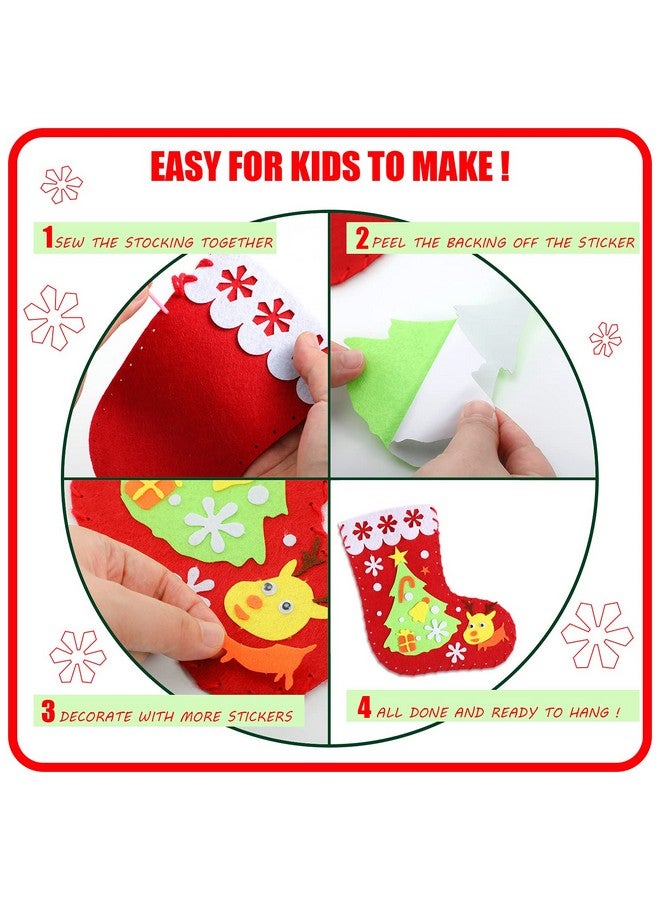 Civaner 10 Pieces Felt Christmas Craft Diy Christmas Felt Stockings With Ornaments Handmade Xmas Felt Stocking Sewing Kit For Kids Santa Snowman Reindeer Decoration Tree Wall Door Hanging Present - Image 5