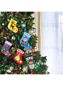 Civaner 10 Pieces Felt Christmas Craft Diy Christmas Felt Stockings With Ornaments Handmade Xmas Felt Stocking Sewing Kit For Kids Santa Snowman Reindeer Decoration Tree Wall Door Hanging Present  - Image 4