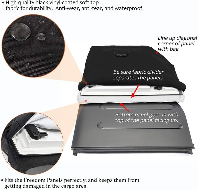 Opall Hard Top Freedom Top Panels Storage Bag for All 2007-2025 Jeep Wrangler JK JKU JL JLU Sports Sahara Freedom Rubicon Unlimited Gladiator JT 2 and 4 Doors - Image 3