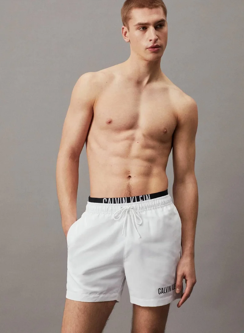 Calvin Klein Pvh Classic White Double Waistband Swim Shorts - Intense Power for Men | Best Price UAE