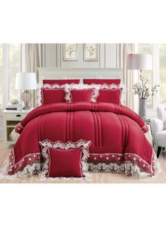 Red Rose A double and a half bed sheet with a lace design to add beauty and elegance to your room decor, 5 pieces, quilt size 170*220 cm  - Image 1