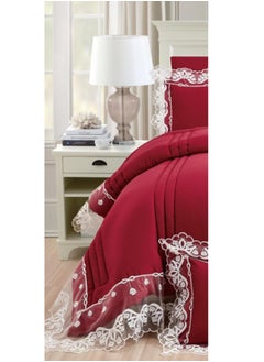 Red Rose A double and a half bed sheet with a lace design to add beauty and elegance to your room decor, 5 pieces, quilt size 170*220 cm  - Image 2