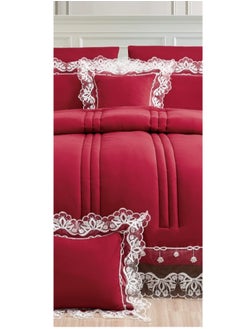 Red Rose A double and a half bed sheet with a lace design to add beauty and elegance to your room decor, 5 pieces, quilt size 170*220 cm  - Image 3
