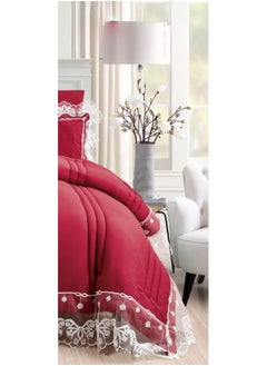 Red Rose A double and a half bed sheet with a lace design to add beauty and elegance to your room decor, 5 pieces, quilt size 170*220 cm  - Image 4