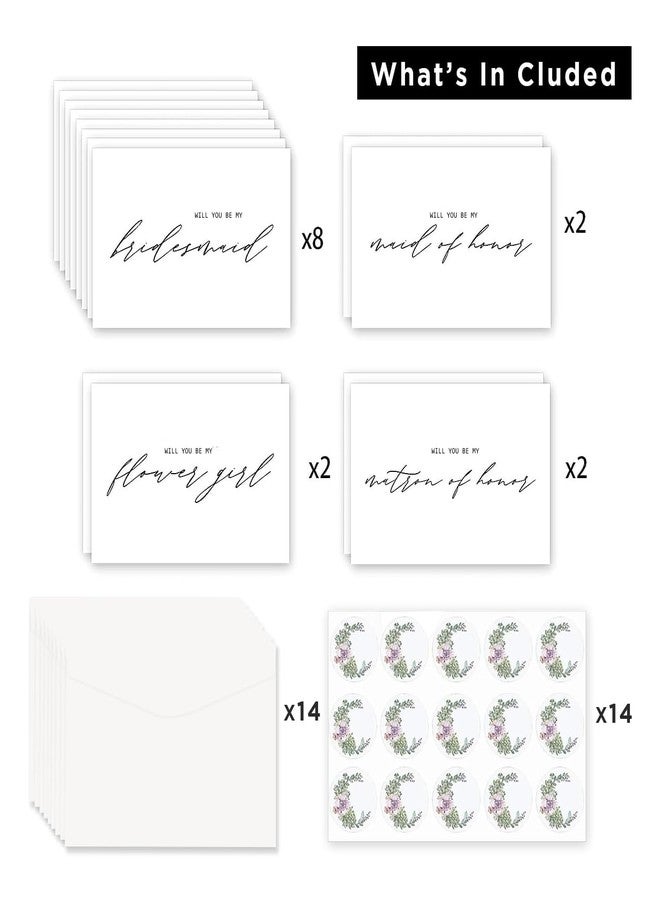 CDXHOME 14 PACK Bridesmaid Proposal Card Set |8 Will You Be My Bridesmaid | 2 Maid of Honor | 2 Flower Girl | 2 Matron of Honor Card | With Matching Envelope | 5.9x3.9 In - Image 2