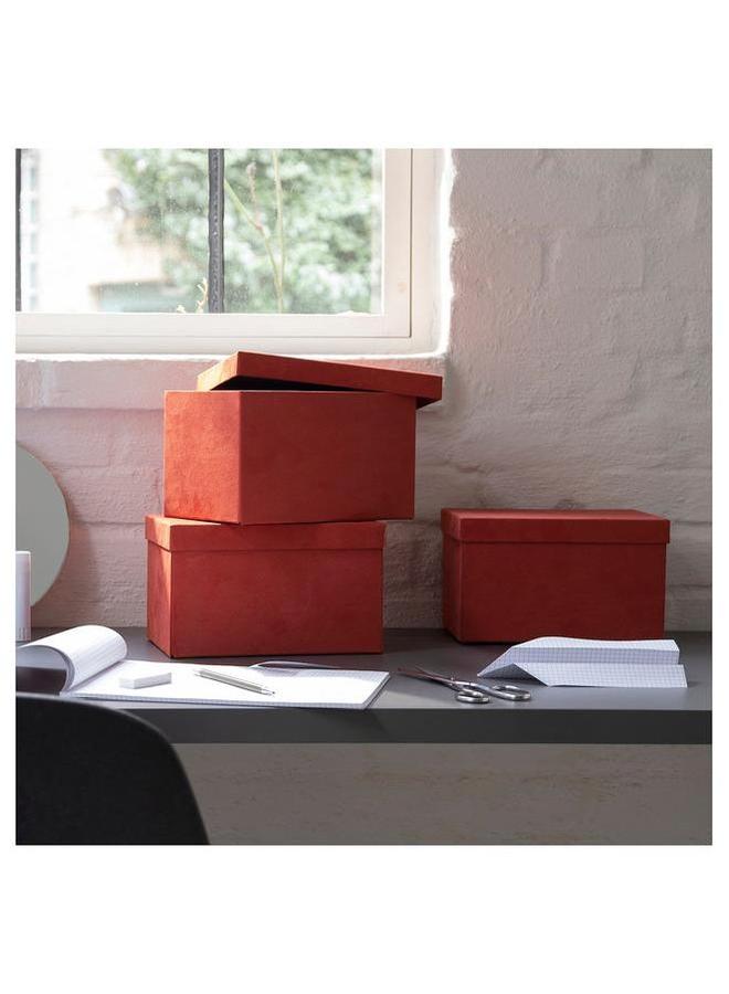 erorex Storage Box With Lid Velvet Brown Red 18X25X15 Cm - Image 3