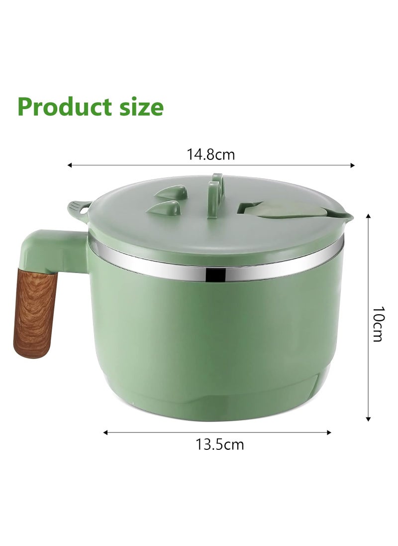 SYOSI - Ramen Bowl Set Stainless Steel Ramen Bowl Bowl, Japanese Soup Bowl, 1000 ml Ramen Bowl with Lid, Double Insulated Sealed Bowl, Traditional Japanese Tableware (Green) - Image 1