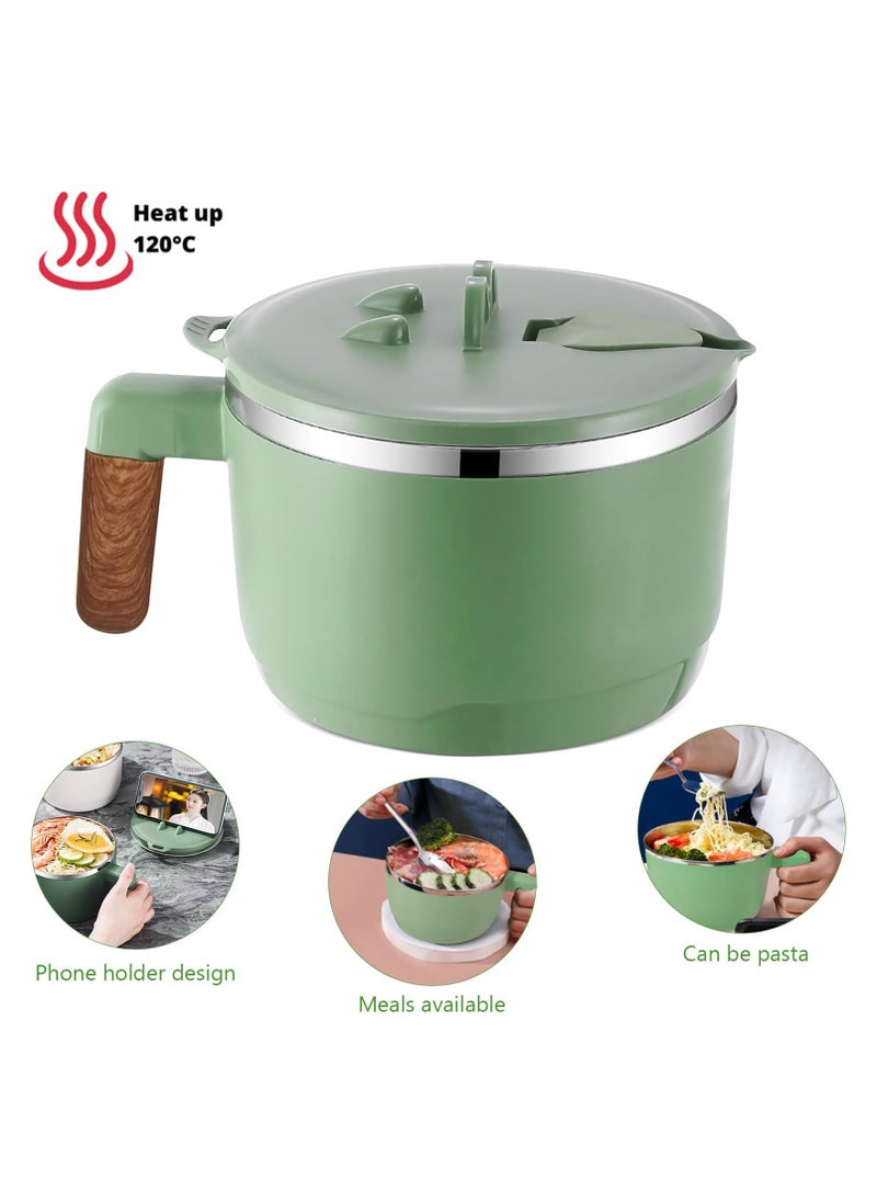 SYOSI - Ramen Bowl Set Stainless Steel Ramen Bowl Bowl, Japanese Soup Bowl, 1000 ml Ramen Bowl with Lid, Double Insulated Sealed Bowl, Traditional Japanese Tableware (Green) - Image 1