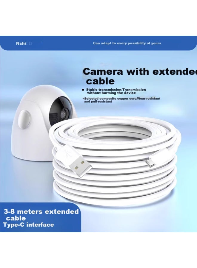 CAN كابل تمديد كاميرا شاومي، كابل طاقة مراقبة 360، كابل تمديد USB نوع-C أندرويد، كابل شحن هاتف داش، 5 أمتار - Image 1