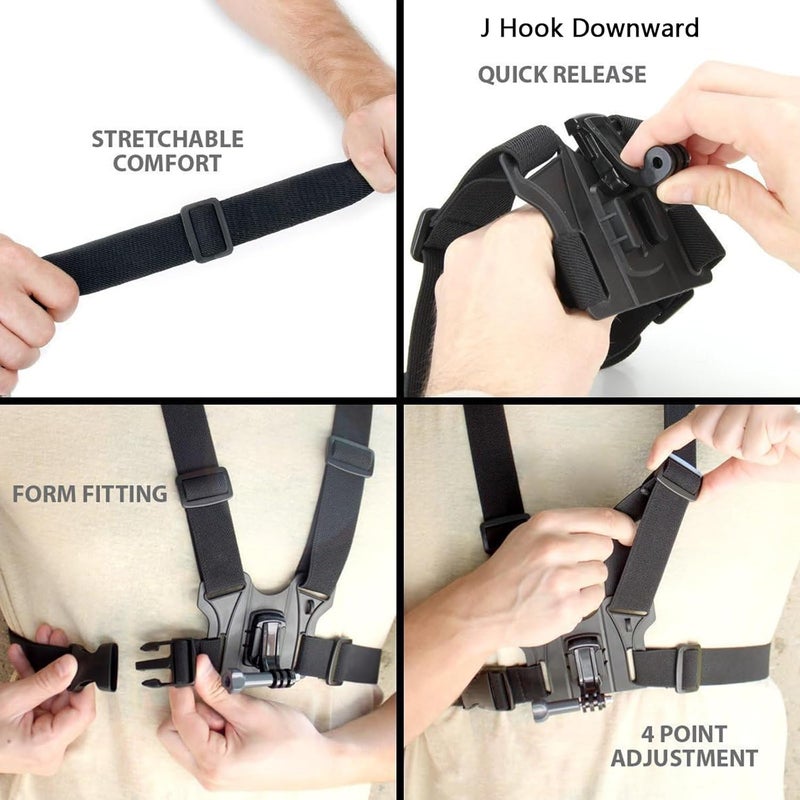 TEKCAM Chest Harness Mount Adjustable Chest Strap Belt with J Hook Compatible with Gopro Hero 13 12 11 10 9 8/AKASO EK7000 Brave 4 7/Vemont/WOLFANG/Surfola/Icefox Action Camera Accessories - Image 2