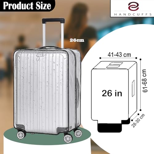 Handcuffs Transparent Luggage Trolley Protective Covers PVC Waterproof Travel Bag Suitcase Cover (26 Inches) (16.9" X 11.8" X 26.8") - Image 2