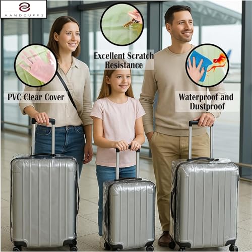 Handcuffs Transparent Luggage Trolley Protective Covers PVC Waterproof Travel Bag Suitcase Cover (26 Inches) (16.9" X 11.8" X 26.8") - Image 5
