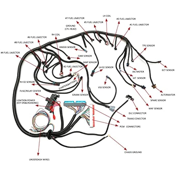 Gledewen Standalone Wiring Harness Compatible With 19972006 Gm Dbc Ls1 Vortec 48L 53L 60L With 4L60E Or 4L80EWith Adapter Transmissions Drive By Cable Throttle Body Ls Swap Wire Harness - Image 5