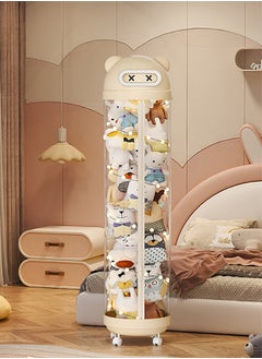 JCB CHIC Toy Storage Tube, Stuffed Animal Storage Tube with Zipper LED Light and Wheels, Vertical Storage Tube for Stuffed Animals, Clear Stuffed Animal Display Tube, Toy Display Bucket with Lid, Toy Tower Storage(145cm)  - Image 1