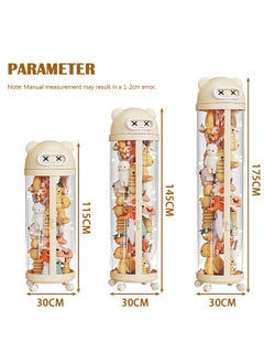 JCB CHIC Toy Storage Tube, Stuffed Animal Storage Tube with Zipper LED Light and Wheels, Vertical Storage Tube for Stuffed Animals, Clear Stuffed Animal Display Tube, Toy Display Bucket with Lid, Toy Tower Storage(145cm)  - Image 2