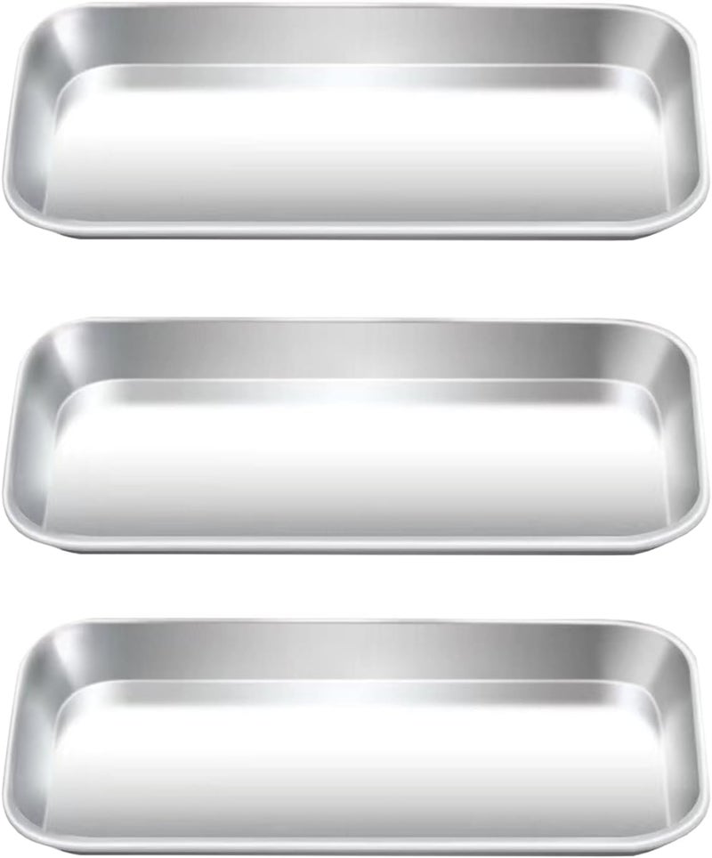 Yzurbu 3pcs Metal Tray, Stainless Steel Tray for Tattoo Supplies, Resin, Bathroom, Lab Instrument - Image 1