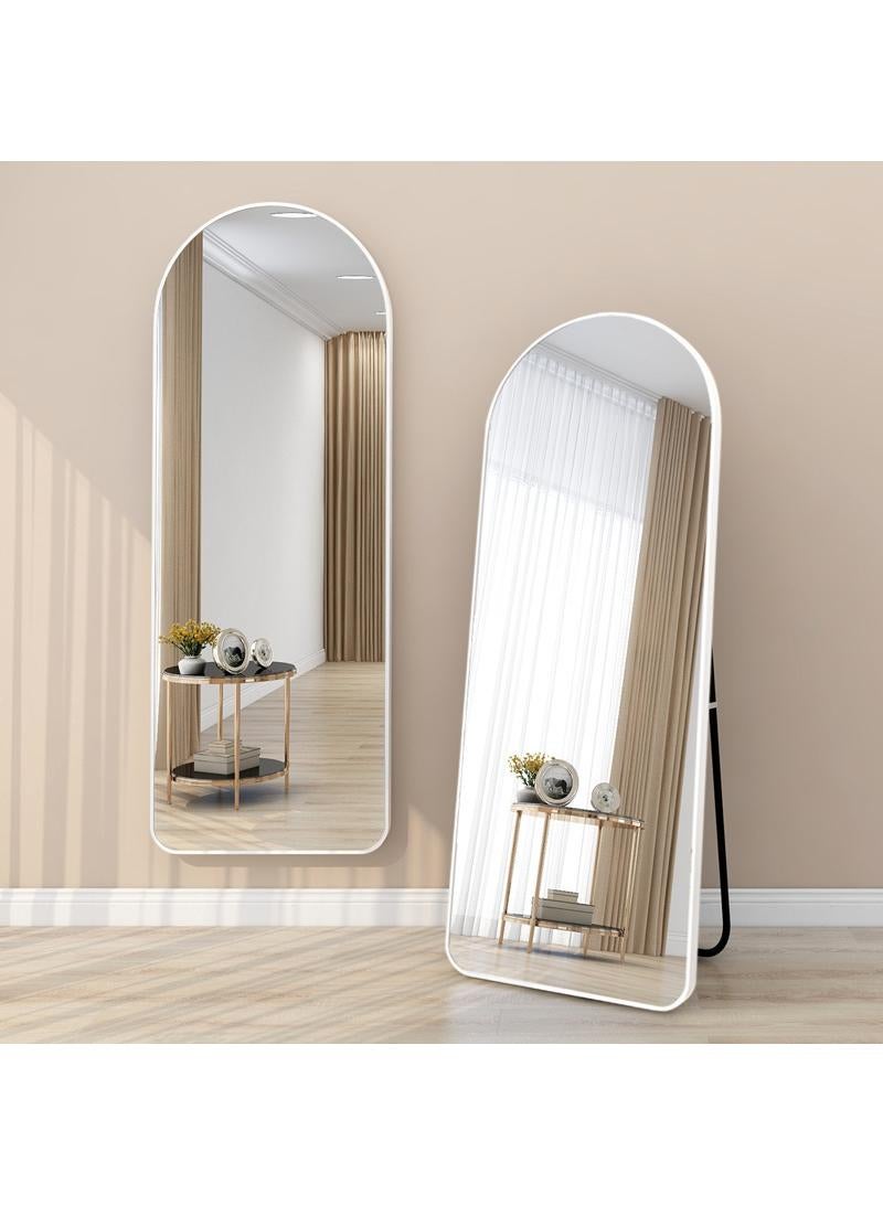 عام كامل طول 155x45cm تقوس سبائك الألومنيوم مرآة خلع الملابس كبيرة الحجم العمودي ، معلقة ضد الجدار ، مع قوس ، تنطبق على غرفة نوم غرفة خلع الملابس غرفة المعيشة الأبيض - Image 3