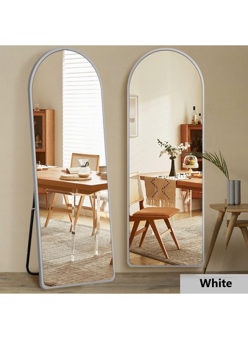 general Full Length Mirror 155X45Cm Arched Aluminum Alloy Large Standing Dressing Mirror Hanging Leaning Against Wall Mounted Mirror With Stand For Bedroom Locker Room Living Room White - Image 3