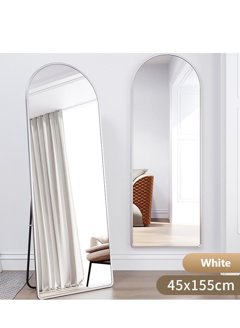general Full Length Mirror 155X45Cm Arched Aluminum Alloy Large Standing Dressing Mirror Hanging Leaning Against Wall Mounted Mirror With Stand For Bedroom Locker Room Living Room White - Image 2