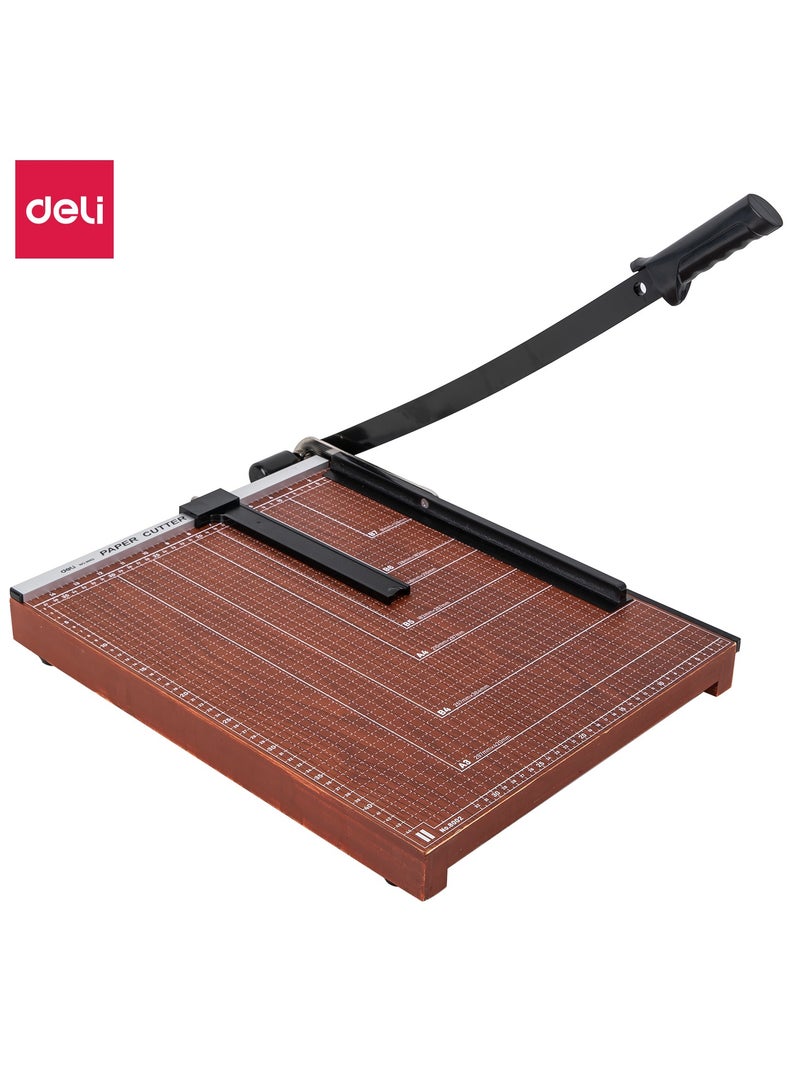 Deli E8002 Paper Trimmer, A3 Size Heavy-Duty Guillotine Cutter Brown – Ideal for Office and Studio Paper Cutting - Image 1