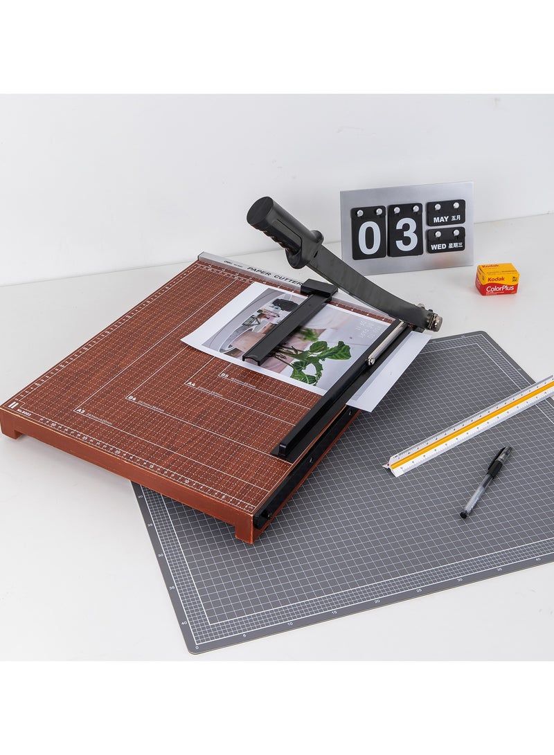Deli E8002 Paper Trimmer, A3 Size Heavy-Duty Guillotine Cutter Brown – Ideal for Office and Studio Paper Cutting - Image 3