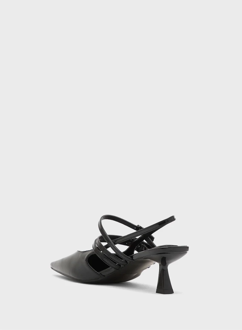 Truffle Low Heel Pumps With Sling Back Strap