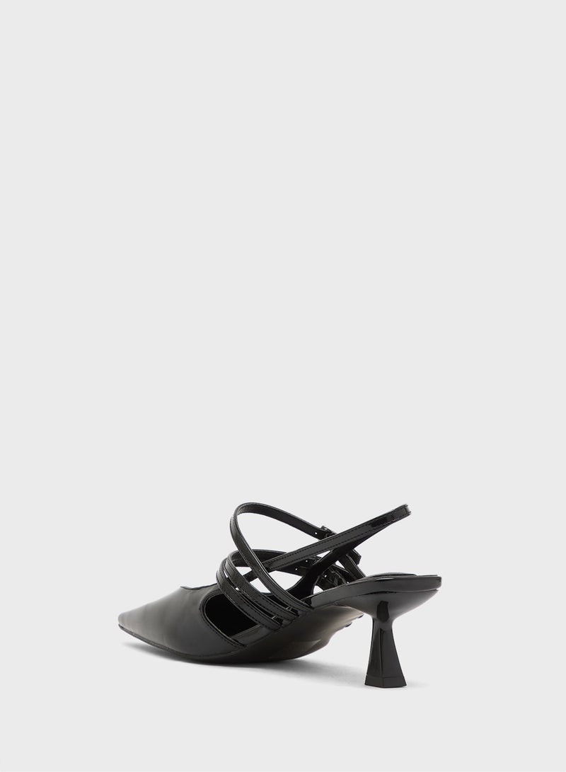 Truffle Low Heel Pumps With Sling Back Strap - Image 2