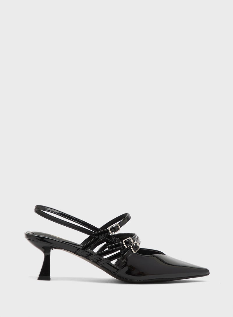 Truffle Low Heel Pumps With Sling Back Strap - Image 1