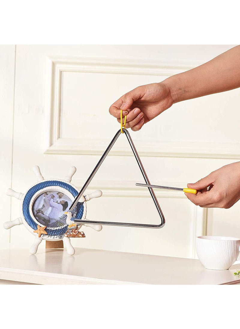 KASTWAVE Musical Steel Triangle Percussion Instrument with Striker for Adults Kids Steel Triangle Dinner Bell Small Instruments  - Image 2