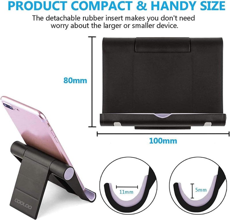 COOLOO Cell Phone Stand Multi-Angle,【2 Pack】 Tablet Stand Universal Smartphones for Holder Tablets(6-11"), e-Reader, Compatible Phone XS/XR/8/8 Plus/7/7 Plus, Galaxy S8/S7/Note 8, Air, Mini, Pixel 2(Black) - Image 4