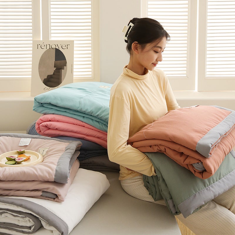 S Soy Fiber Cooling Quilt, Washed Cotton Summer Cooling Quilt, Summer Quilt Four-Piece Set, Children'S Summer Tencel Air Conditioning Quilt - Image 4