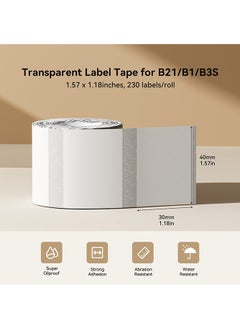 NIIMBOT B21/B1/B3S Label Maker Tape Waterproof Transparent Thermal Label Paper Printer Sticker Paper for Barcode Printing 40*30mm, Clear  - Image 2