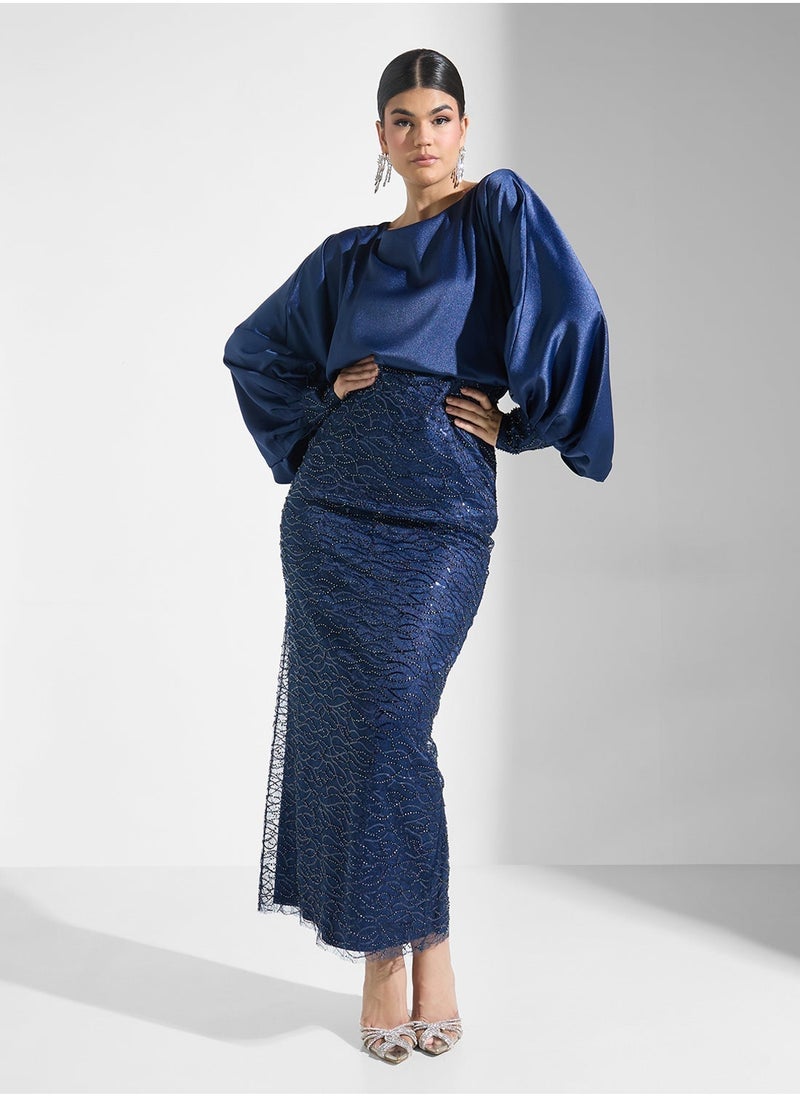 ايرا فستان سهرة بأكمام أسقفية - Image 4