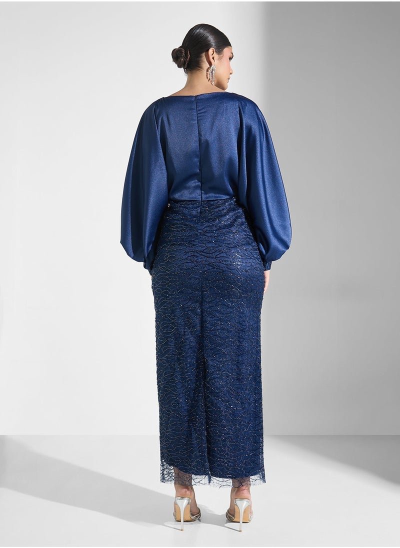 ايرا فستان سهرة بأكمام أسقفية - Image 3