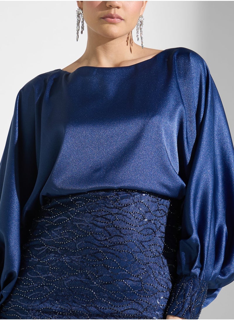 ايرا فستان سهرة بأكمام أسقفية - Image 2