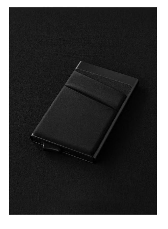 Generic Business Card Holder with Money Pocket Pop Up Wallet RFID Blocking Slim Metal Bank Card Case Holds 5 Cards and Notes Black  - Image 5