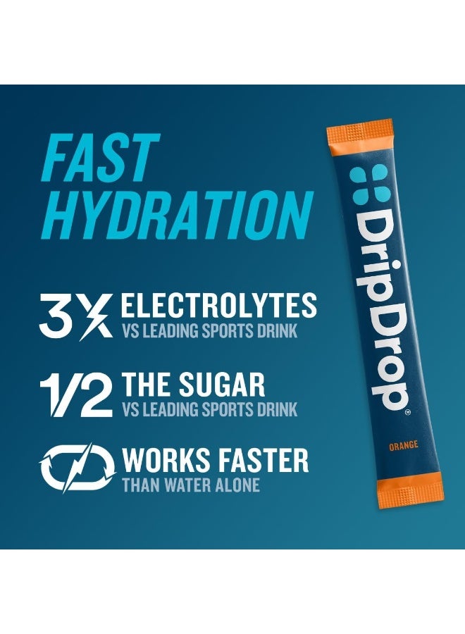 DripDrop ORS â€“ Patented Electrolyte Powder for Dehydration Relief Fast - For Workout, Hangover, Illness, Sweating & Travel Recovery - Orange - Image 2