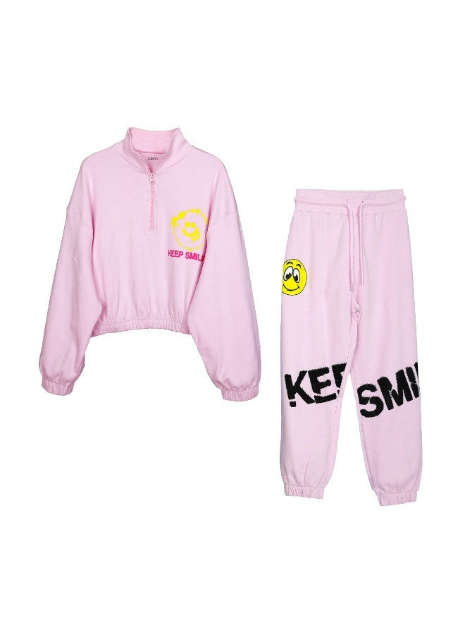 AIKO - Girls Keep Smile Sweat Top And Jogger Set - Image 1