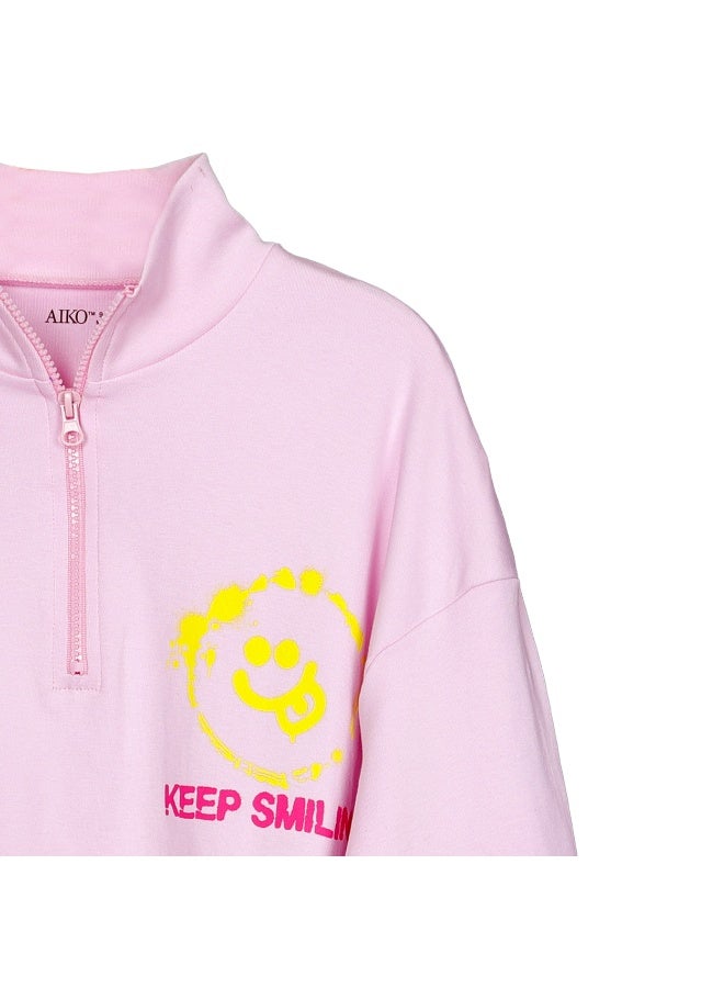 AIKO - Girls Keep Smile Sweat Top And Jogger Set - Image 3