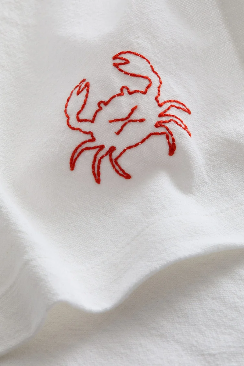 H&M 4-pack embroidery-detail linen-blend napkins