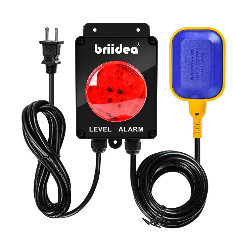 Sump Pump Alarm Briidea IndoorOutdoor High Water Septic Tank Alarm with 110dB Loud Alarm and Large LED Indicator 10ft Level Float Switch Ideal for Septic Sump Pump Pond Water Tank