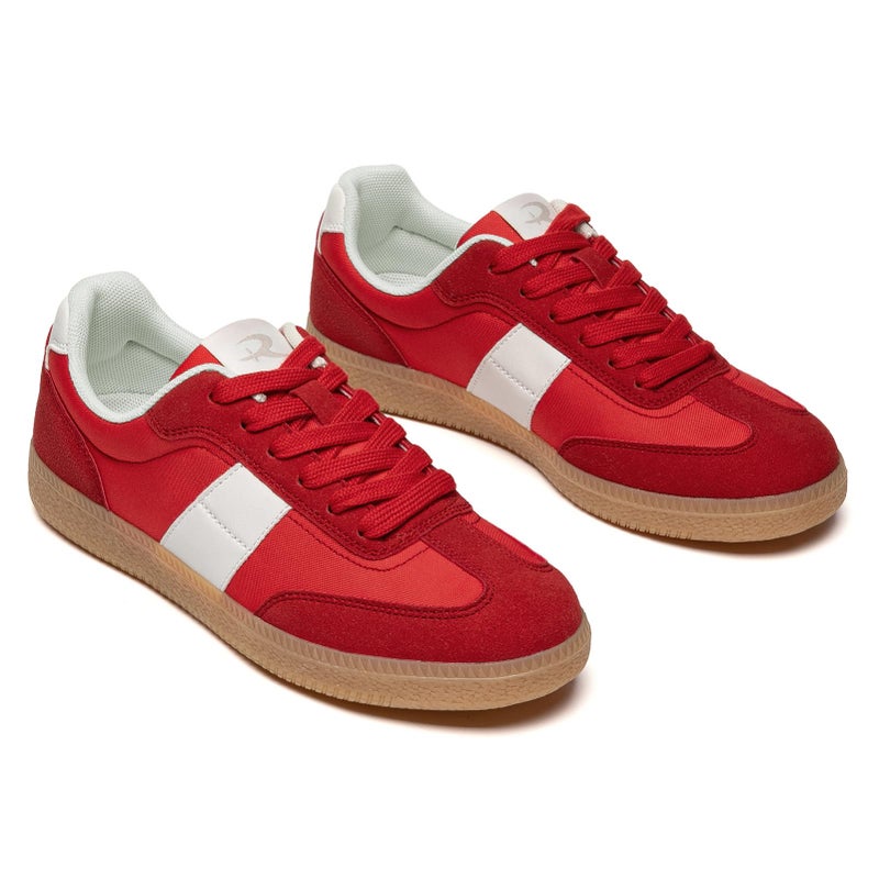 Rihero Women's Fashion Sneakers Classic Tennis Shoes Casual Lace-Up Walking Shoes Red Size 6 - Image 4