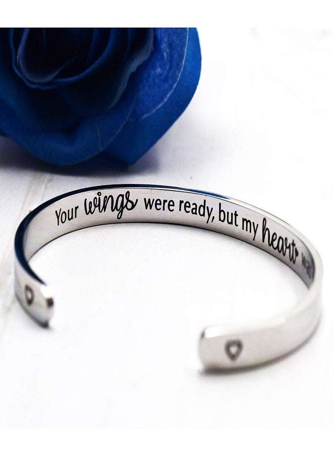 LParkin Memorial Bracelet - Your Wings Were Ready Sympathy Gifts for Loss of Loved Ones, Pet Remembrance Jewelry with Stainless Steel Cuff & Keepsake Box - Image 3
