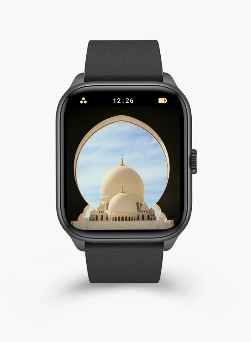 iQIBLA Quran Watch S2 Smartwatch For Unisex AMOLED Display Bluetooth Calling Watch IP67 Waterproof Fitness Watches Compatible With Android iOS Full Quran Recitation Prayer Reminder iQibla QWatch S2 Smart Watch Black  - Image 1