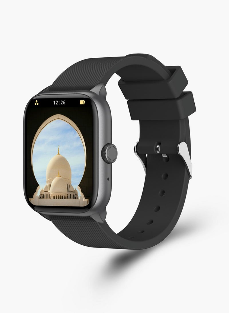 iQIBLA Quran Watch S2 Smartwatch For Unisex AMOLED Display Bluetooth Calling Watch IP67 Waterproof Fitness Watches Compatible With Android iOS Full Quran Recitation Prayer Reminder iQibla QWatch S2 Smart Watch Black  - Image 2
