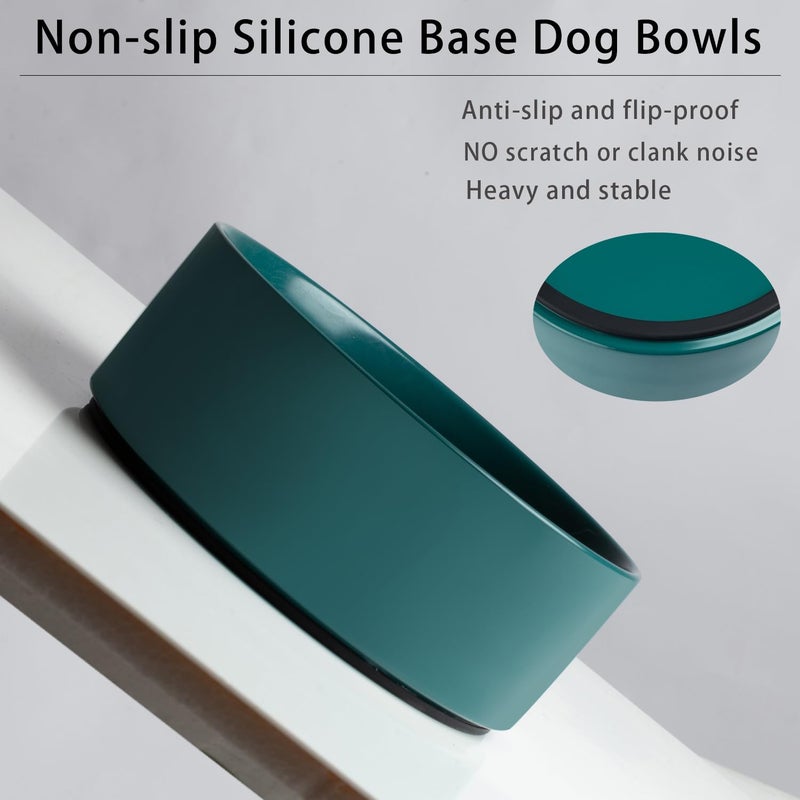 Kitwinney Large Dog Bowls, Non Slip Heavy Ceramic Dog Food and Water Bowl with Silicone Base, 8" Pet Feeding Bowl for Small, Medium, and Big Dogs (Green, 8 Inches) - Image 3