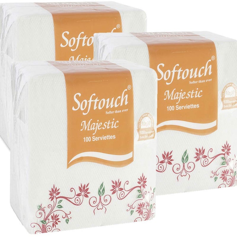 Softouch Tissue Paper Napkins 100 pcs. Each- Set of 3 (Multicolour) - Image 1