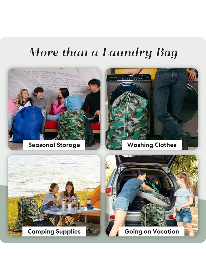 Handy Laundry Nylon Laundry Bag - Locking Drawstring Closure and Machine Washable. These Large Bags will Fit a Laundry Basket or Hamper and Strong Enough to Carry up to Three Loads of Clothes. (Camouflage) - Image 1
